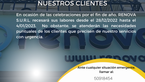 Labor recess at Renova for the year-end holidays