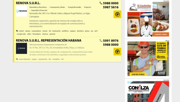 We are already in ETECSA’s Yellow Pages