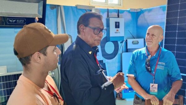 The Ambassador of Guyana visits the stand of RENOVA S.R.L. at EXPOCAM 2024.